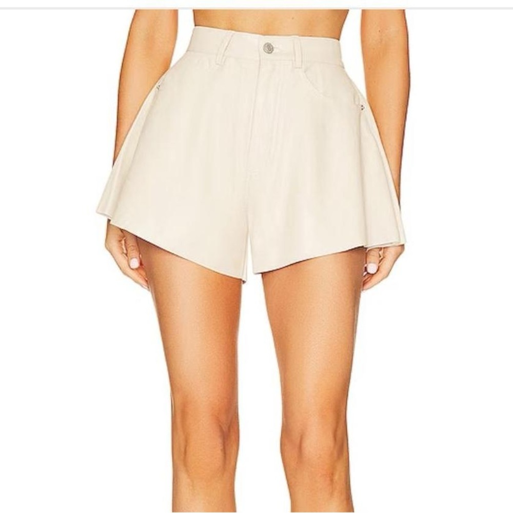 We Wore What Women’s Cream Leather Shorts